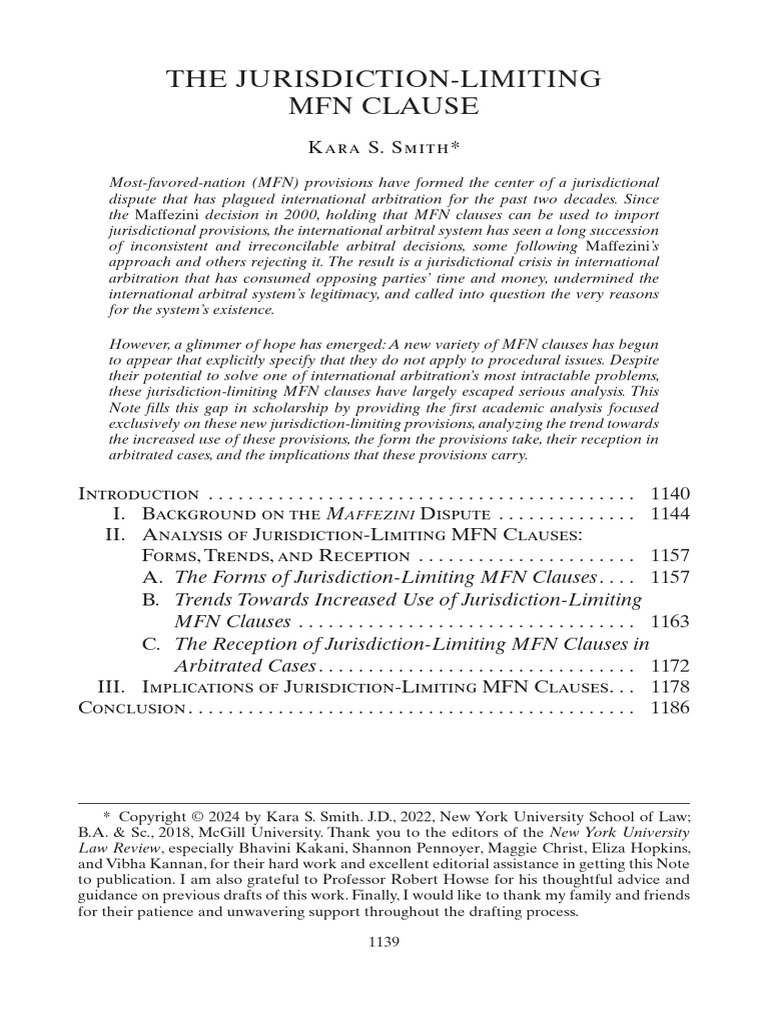 Jurisdiction-Limiting MFN Clauses Explained | PDF | Most Favoured ...