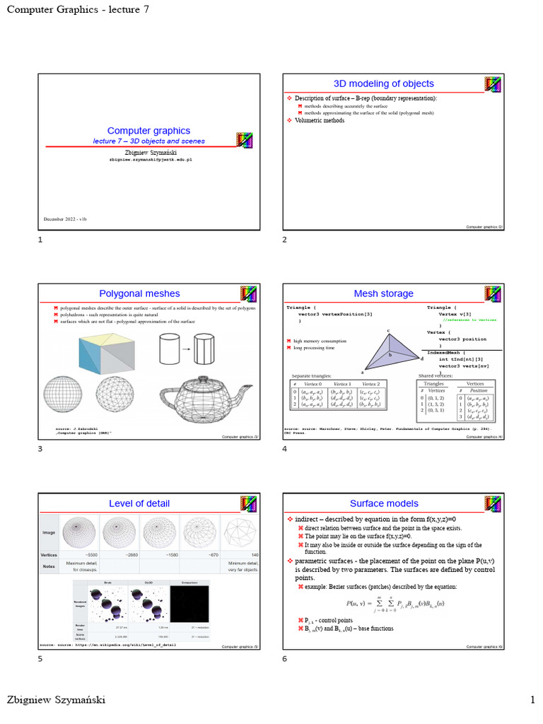 Grk Eng Lecture 07-V1b-3dobjects Scenes | PDF | Graphics | Computer ...