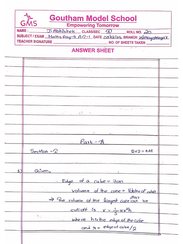 Abhishek IC Batch Maths Day - 4 Afternoon Test Objective and Question ...