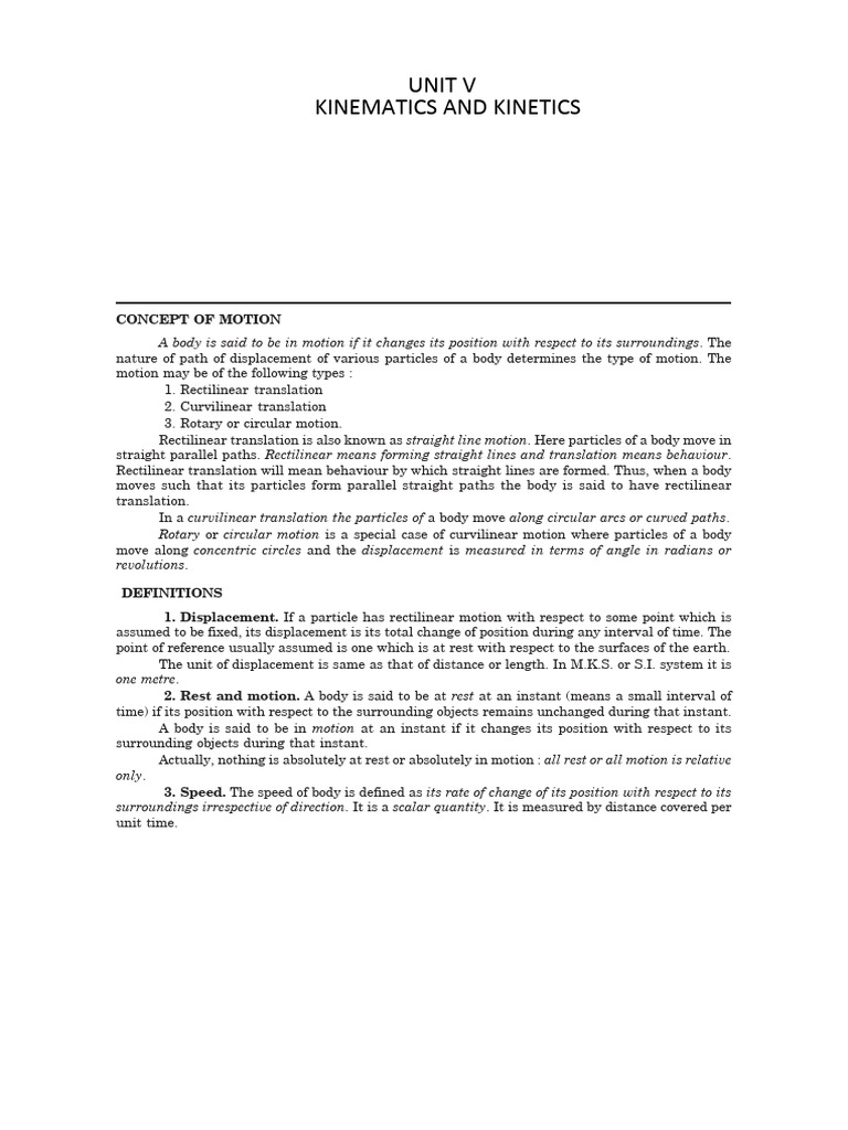 Types of Motion and Kinematics Explained | PDF | Velocity | Acceleration
