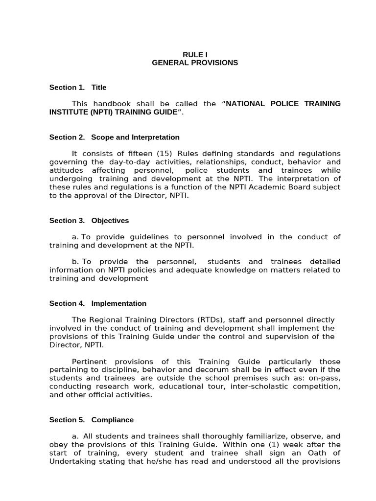 NPTI Training Guide Overview | PDF | Trousers