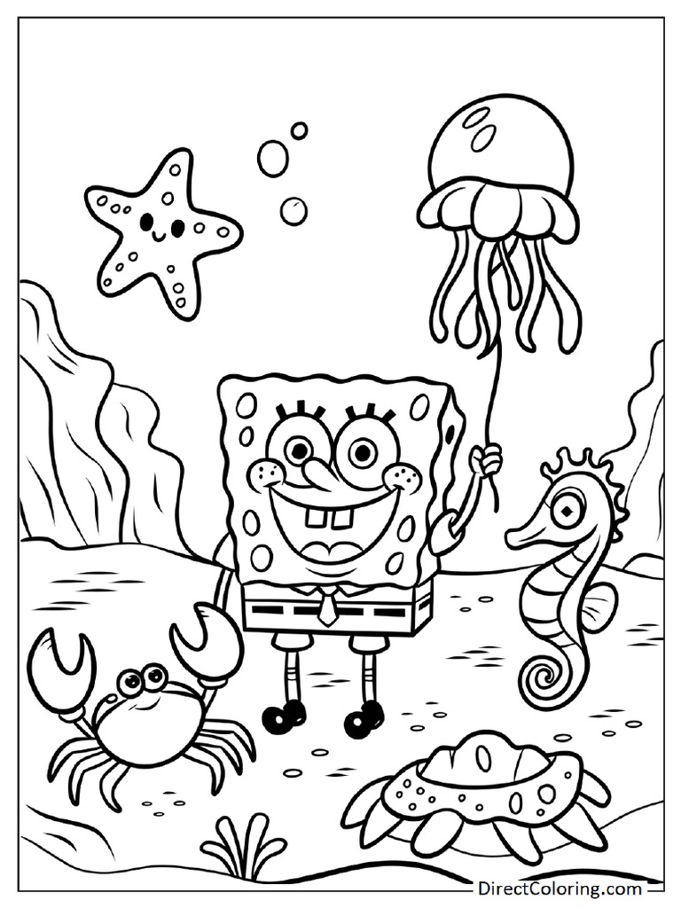 Spongebob Under The Ocean Coloring Sheet | PDF
