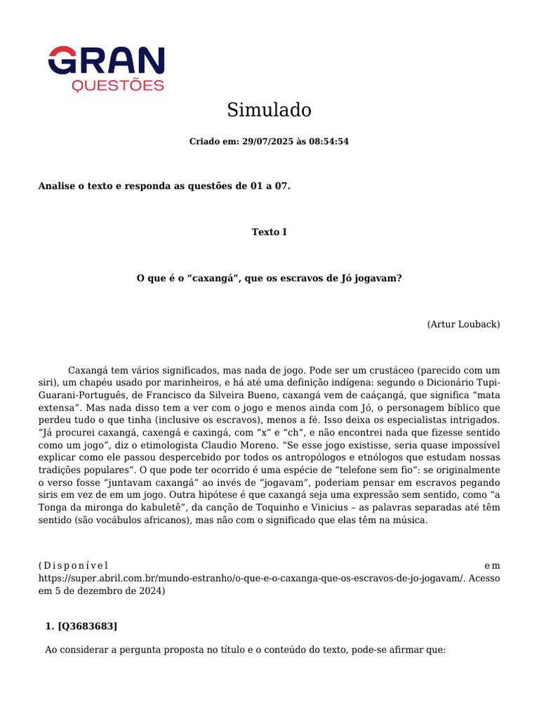 O que é caxangá? Mitos e significados | PDF