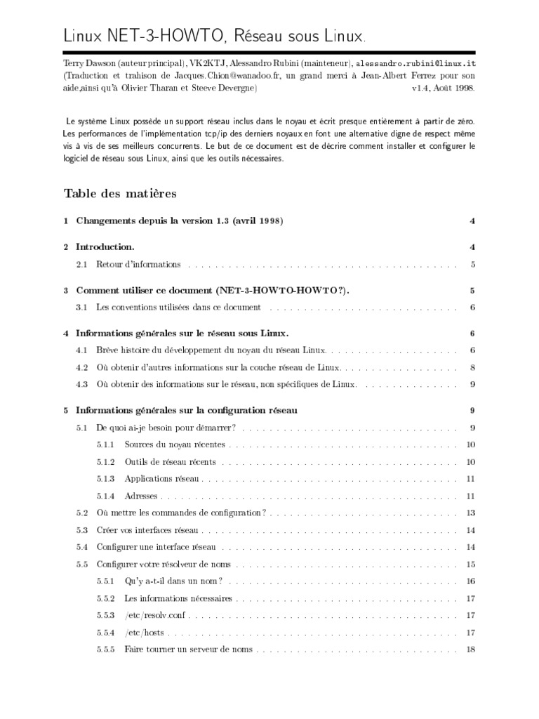 Guide d'installation réseau sous Linux | PDF | Adresse IP | Réseau ...