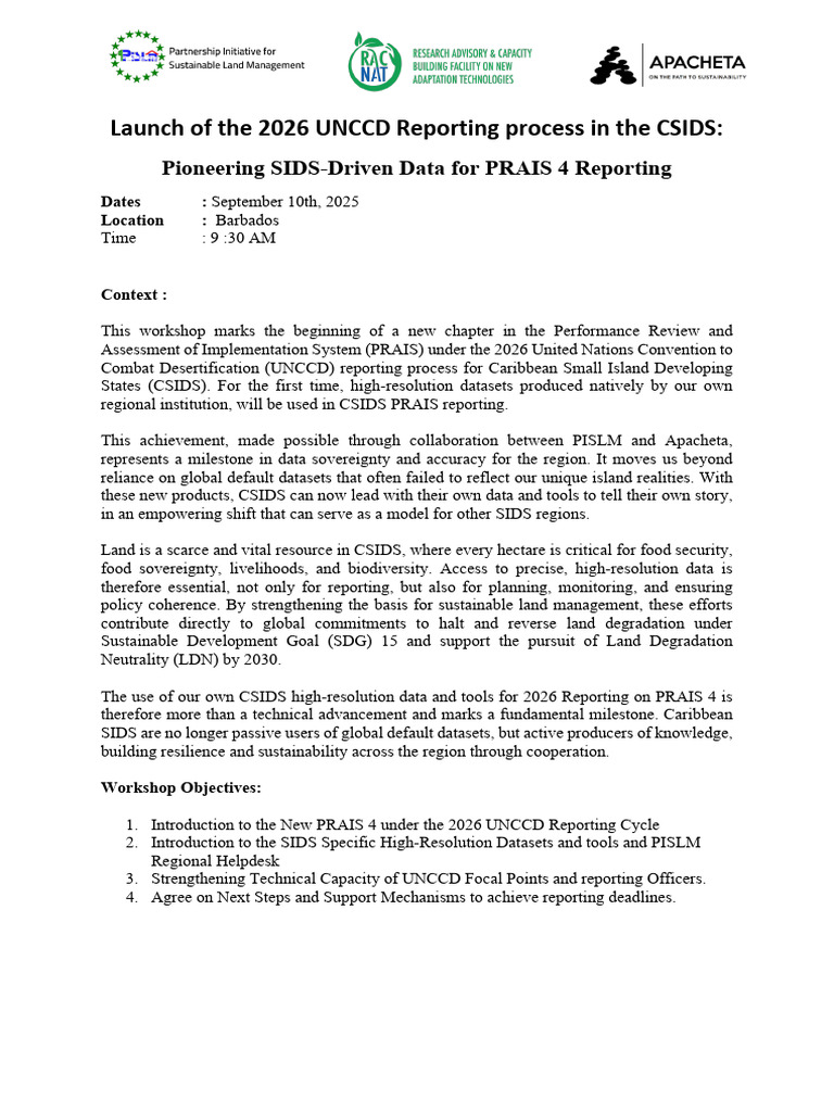 2026 UNCCD Reporting Launch for CSIDS | PDF | Natural Environment