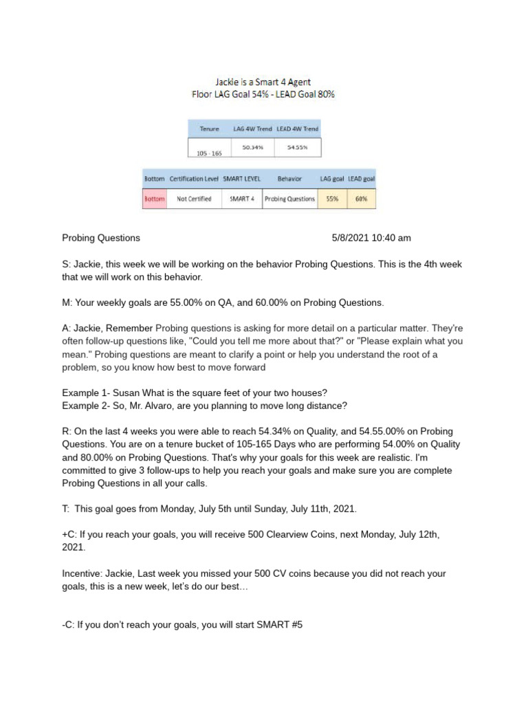 Goals Probing Questions - Alvaro Membreño | PDF