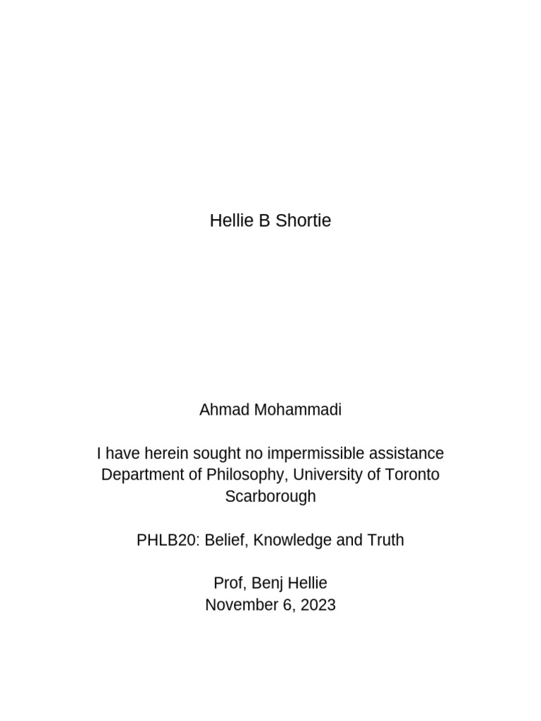 Philosophy Hellie B Shortie | PDF