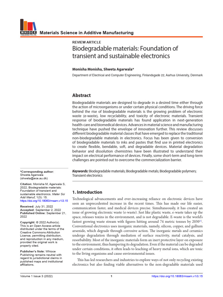 Biodegradable Materials Foundation of Tr (1) | PDF | Silicon ...