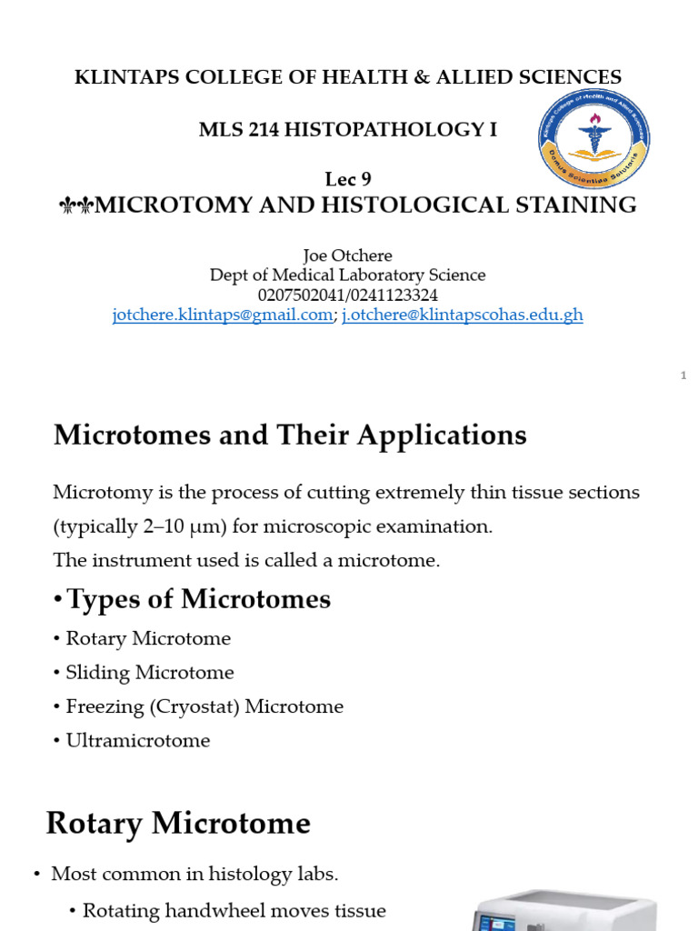 Microtomy and Histological Staining Guide | PDF | Staining | Histology