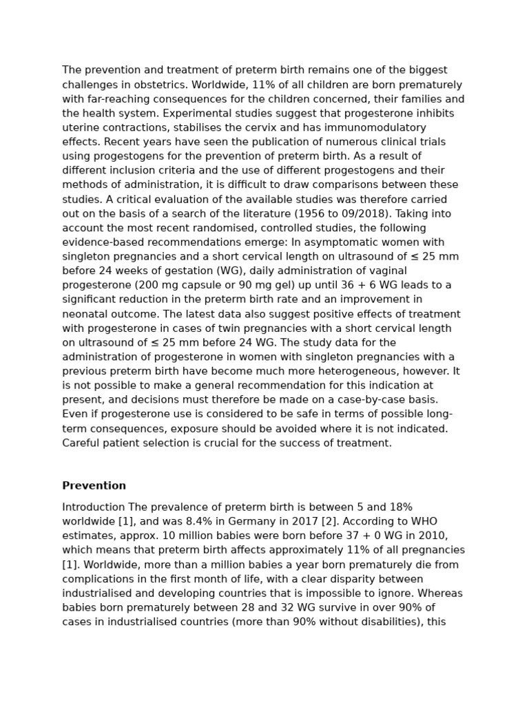 Progesteron for prevent preterm birth | PDF | Preterm Birth | Pregnancy