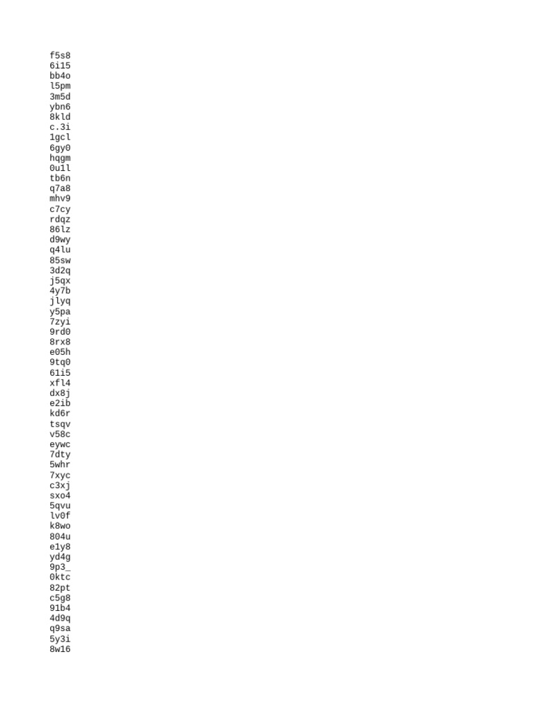 Unique Identifier Codes List | PDF
