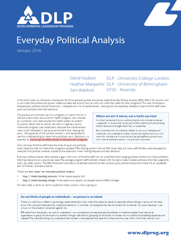 Everyday Political Analysis Framework | PDF | Coalition | Decision Making