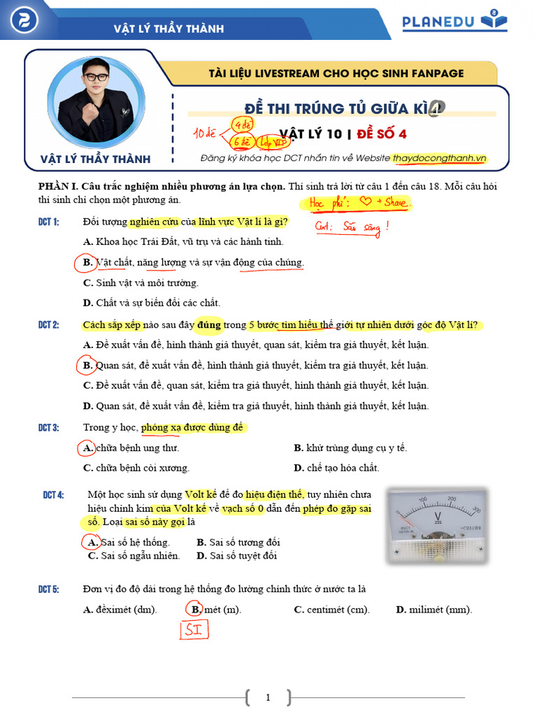 Đề Thi Trúng Tủ Giữa HK1 - Số 4 - VT | PDF