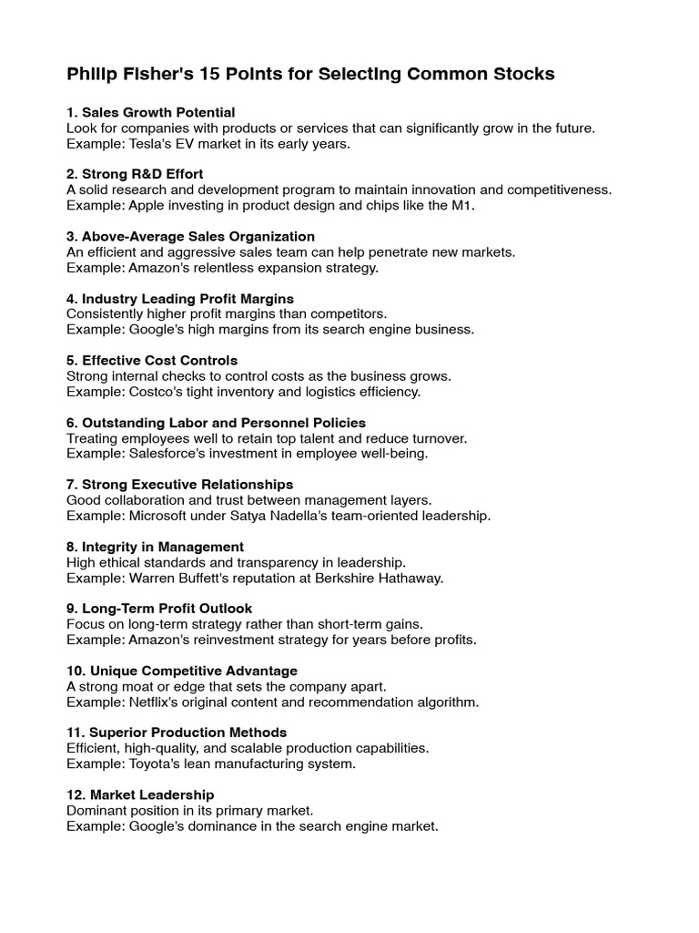 Philip Fisher's Stock Selection Guide | PDF | Dividend | Stocks