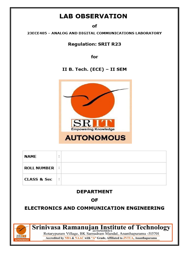 Analog & Digital Communications Lab Guide | PDF | Frequency Modulation ...