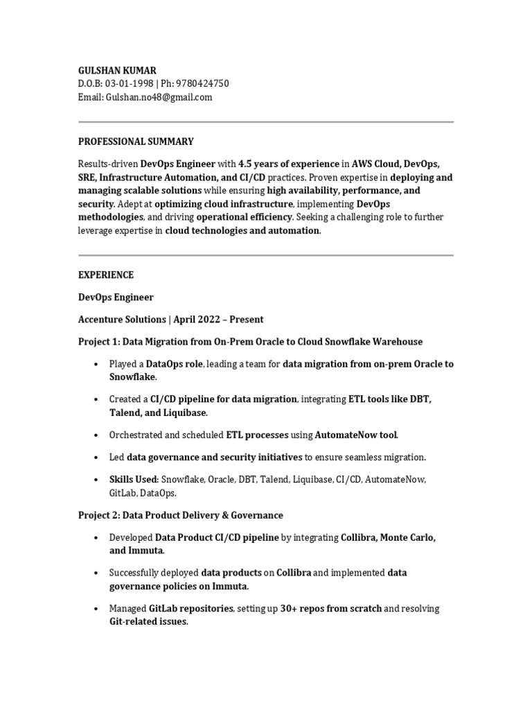 DevOps Engineer Resume - AWS & Automation | PDF | Amazon Web Services ...