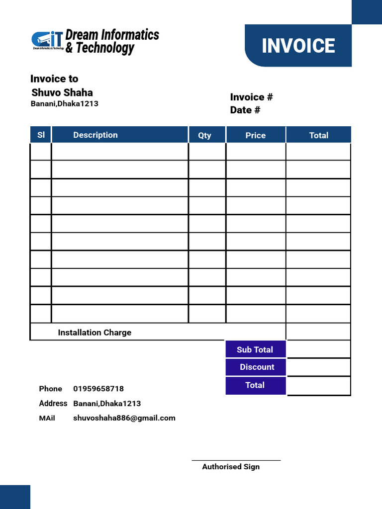 Invoice for Shuvo Shaha Services | PDF