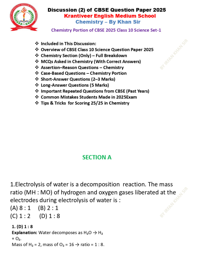 CBSE Class 10 Chemistry 2025 Exam Guide | PDF | Acid | Salt (Chemistry)