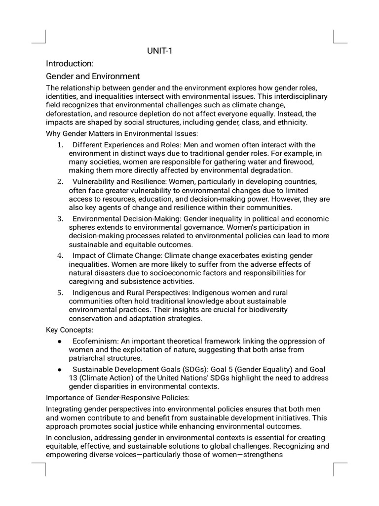 Converted - md-III Study Materials (Gender and Environment) 2 | PDF ...
