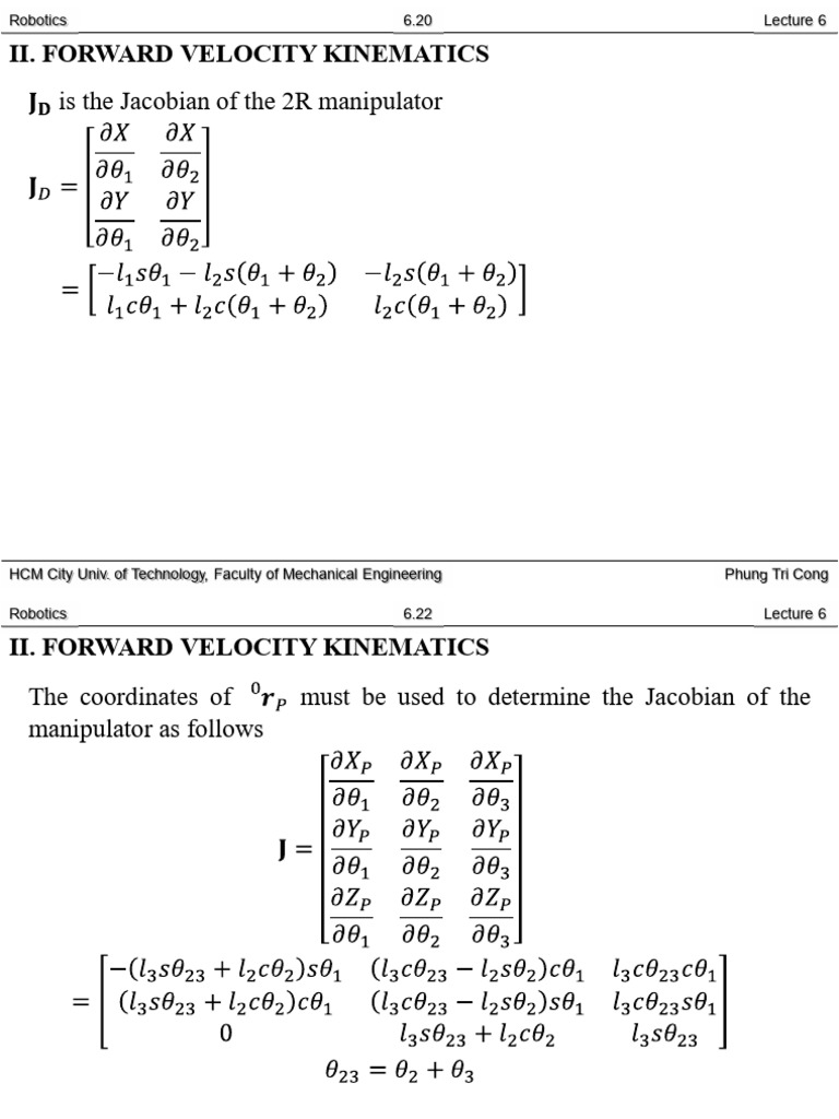 Jacobian Matrix in Robotics Kinematics | PDF | Euclidean Vector ...