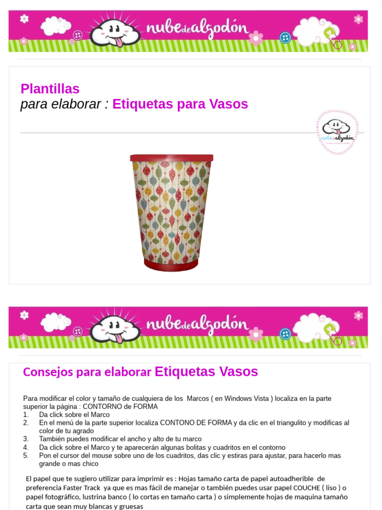 MOLDE Etiqueta - Vaso | PDF