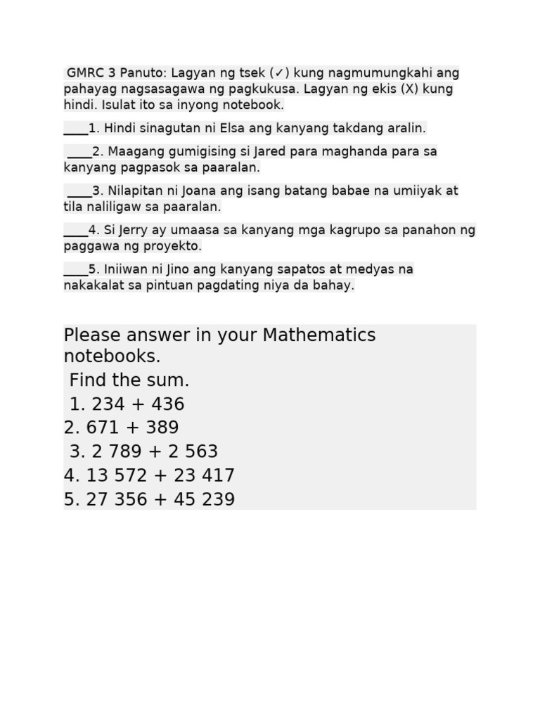 GMRC 3 Panuto | PDF