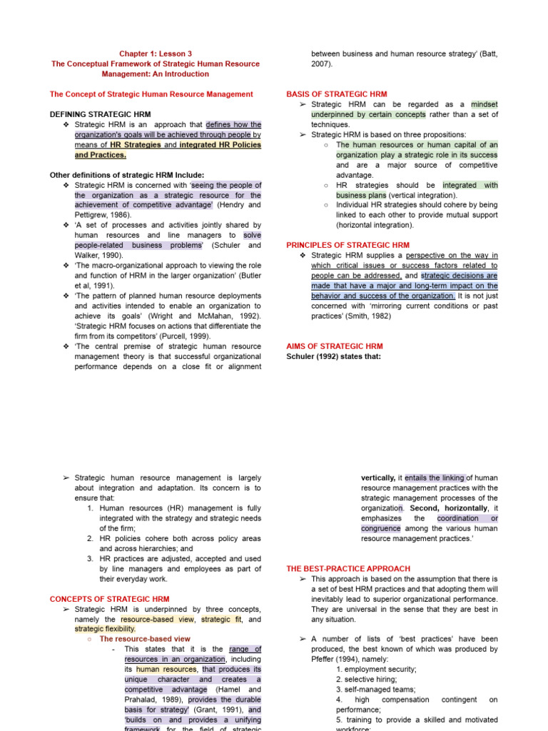 Strategic Human Resource Management Overview | PDF | Human Resource ...