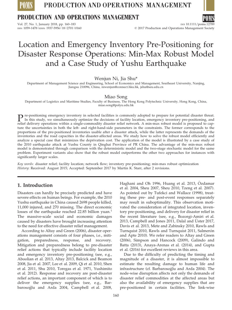 Disaster Relief Inventory Optimization Model | PDF | Applied ...