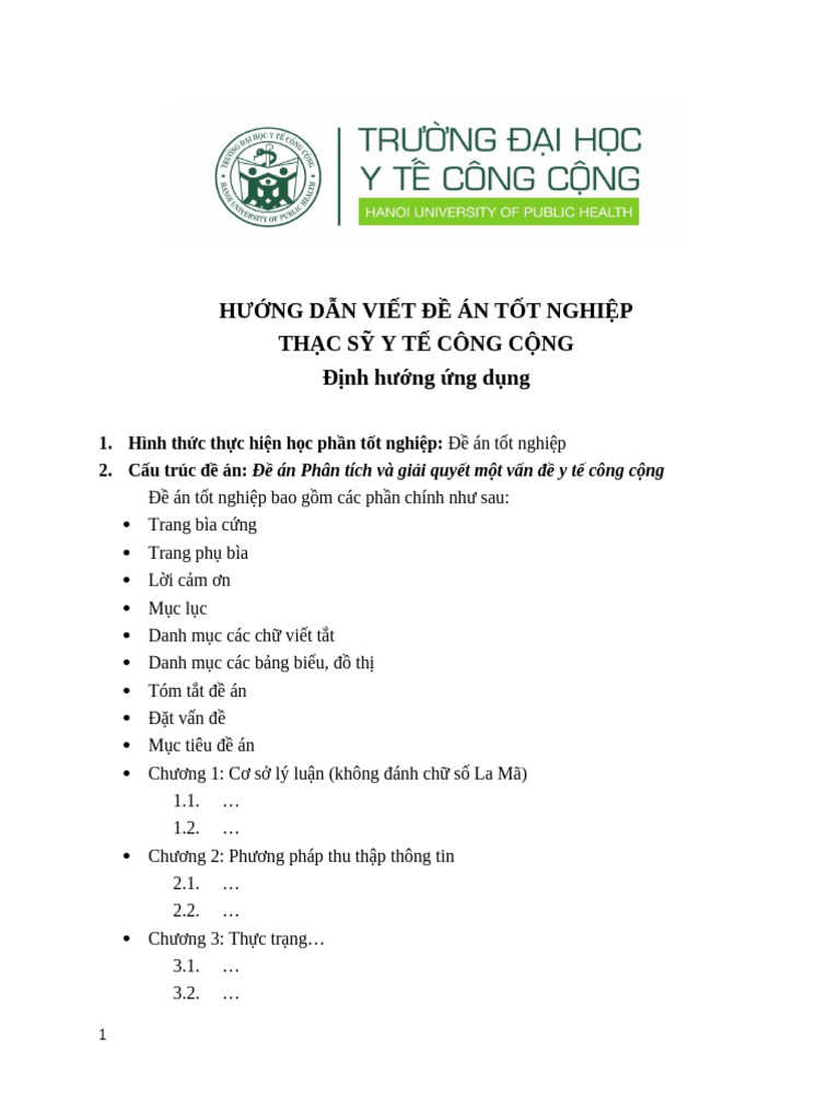 ThSYTCC - HV - Huong Dan de An Tot Nghiep - Thsi YTCC - 2025 | PDF