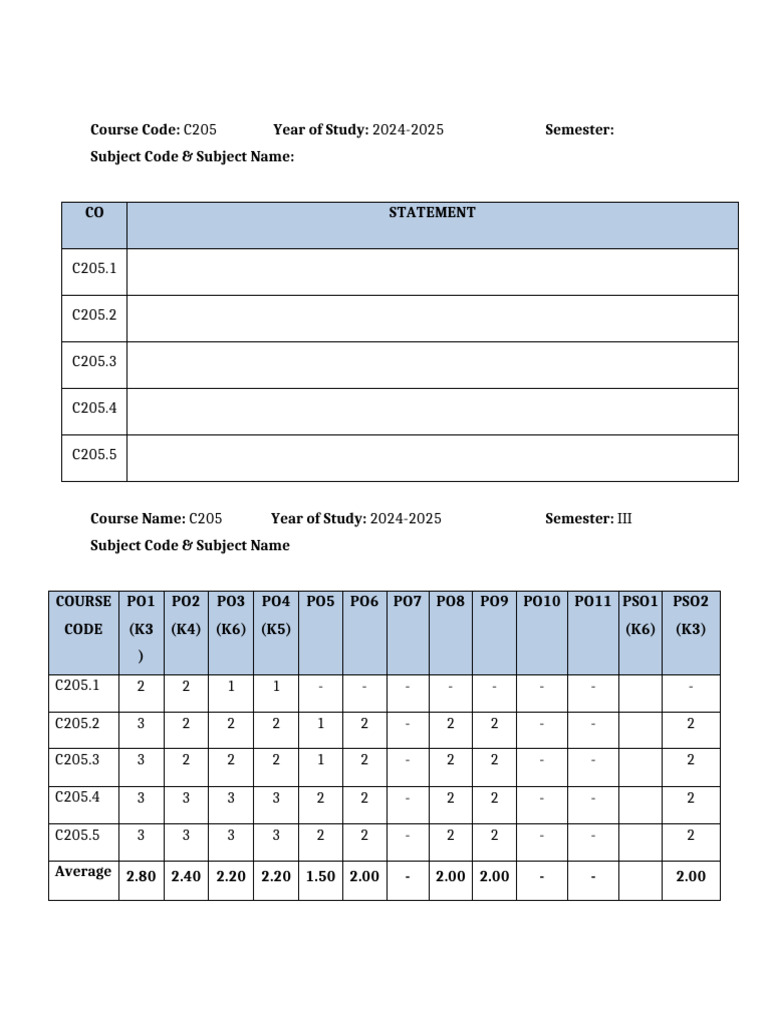 C205 Course Assessment Overview 2024-25 | PDF