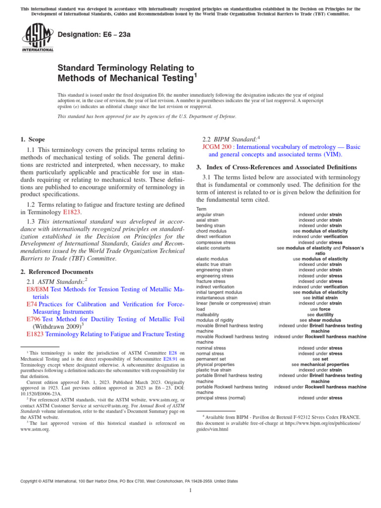 Mechanical Testing Terminology Standard | PDF | Deformation ...