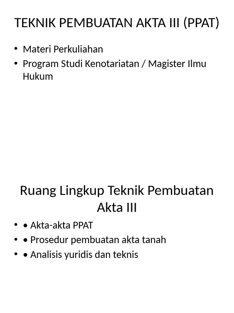 Teknik Pembuatan Akta III PPAT | PDF