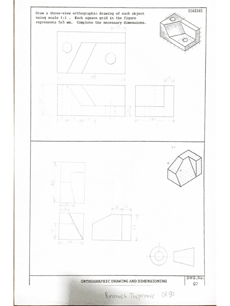 Orthographic Drawing and Dimensioning Guide | PDF