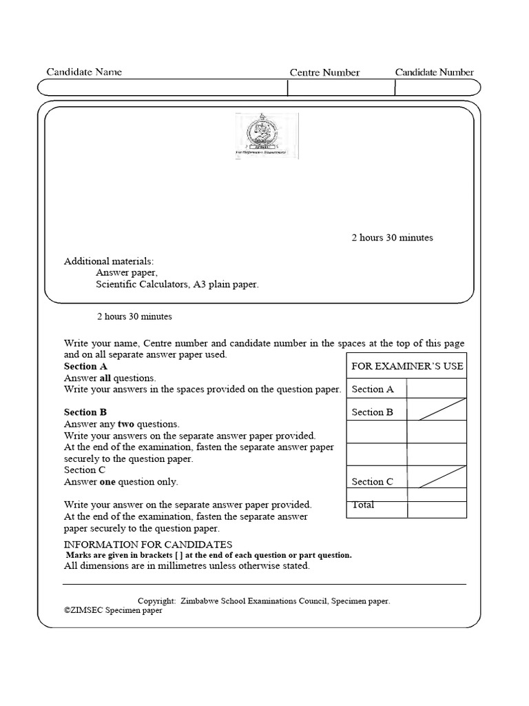 Zimbabwe A-Level Building Technology Exam | PDF | Drawing | Water Heating