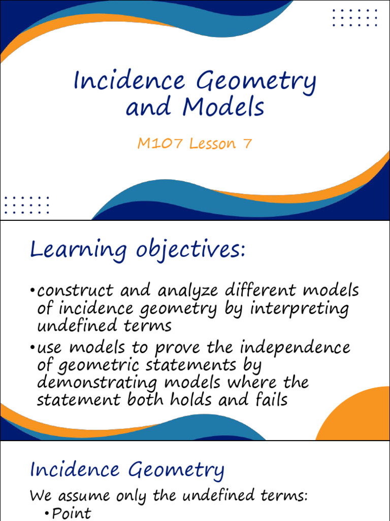 Understanding Incidence Geometry Models | PDF | Axiom | Euclidean Geometry