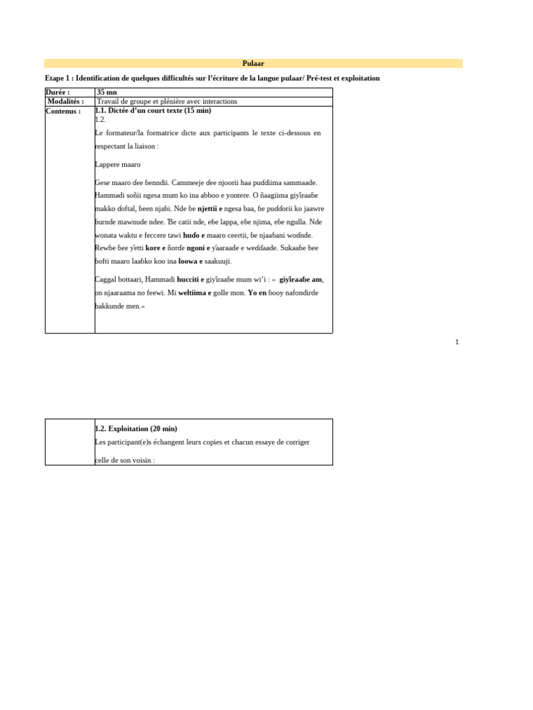 Apprentissage de l'écriture en Pulaar | PDF | Verbe | Conjugaison
