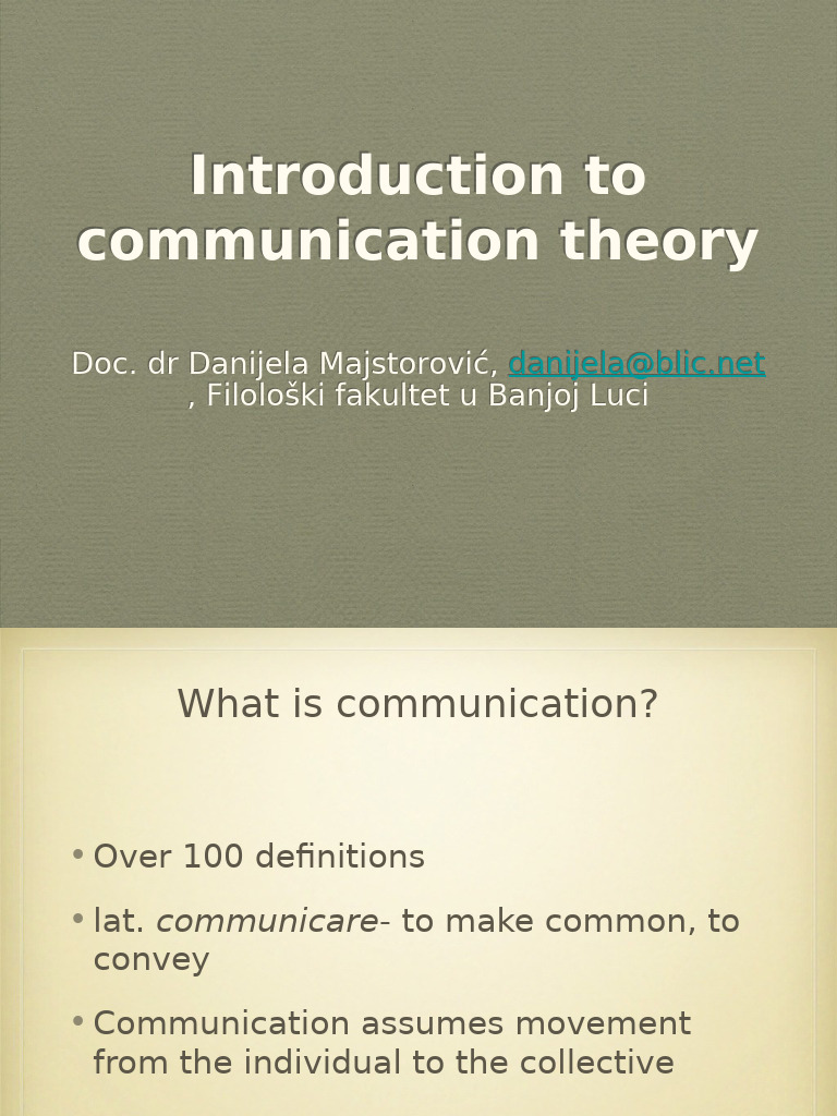 Intro To Communication Theory | PDF | Communication | Information