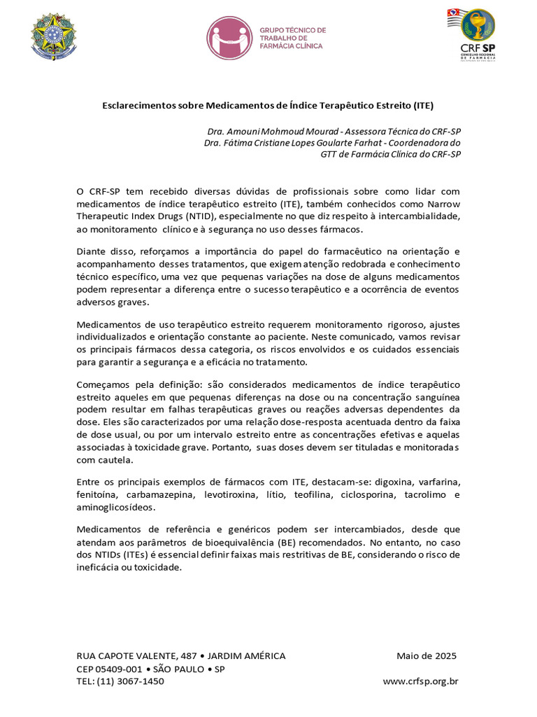 Medicamentos de Ndice Terap Utico Estreito 1748795273 | PDF