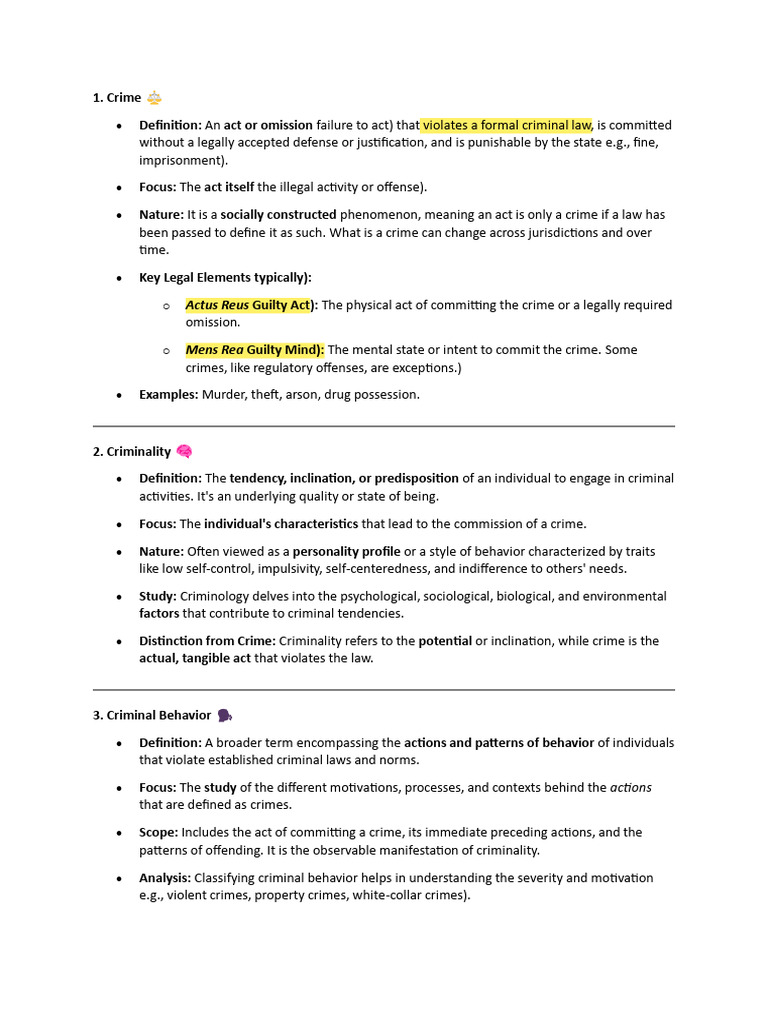 Understanding Crime and Criminality Concepts | PDF | Crimes | Crime ...