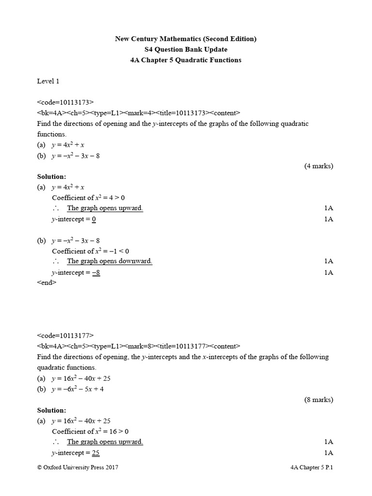 Quadratic Functions: Graph Analysis Guide | PDF | Quadratic Equation ...