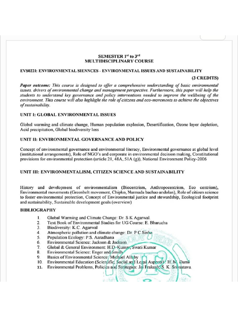 Evs (MD) 1st To 3rd Sem Notes | PDF