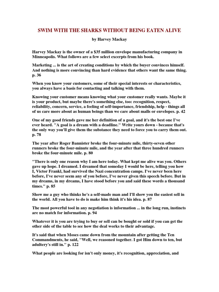 Swim With The Sharks Without Being Eaten Alive PDF