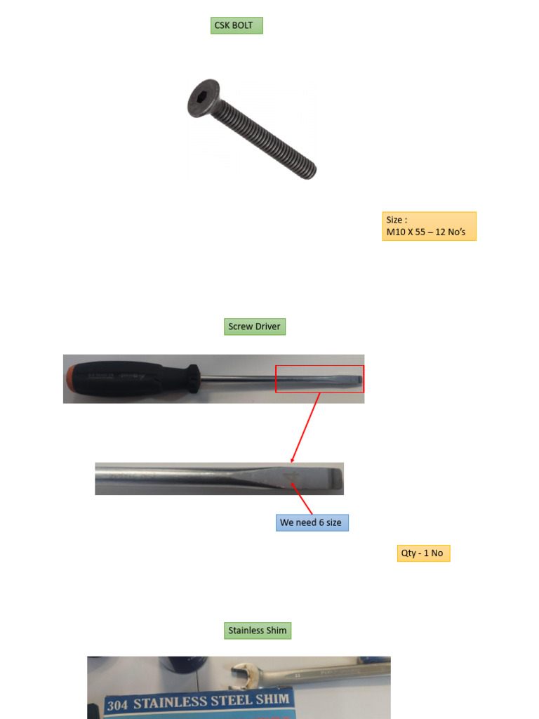 Tool Room Requirement1-January | PDF