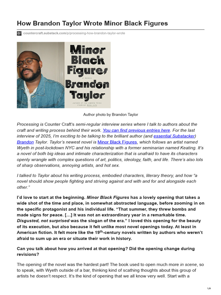 Brandon Taylor's Writing Process Insights | PDF | Narration | Experience