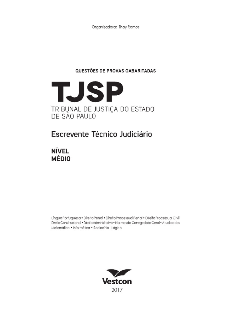 Apostila Vestcon TJSP 2017 | PDF | Humano | Justiça