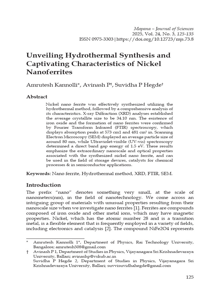 7229_Unveiling Hydrothermal Synthesis and Captivating Characteristics ...