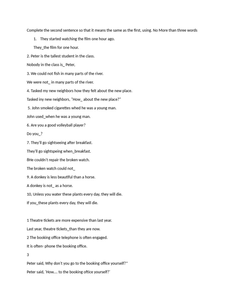 Sentence Completion Exercises for English | PDF | Mount Everest
