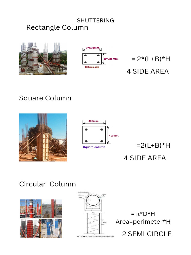 Column and Beam Shuttering Calculations | PDF