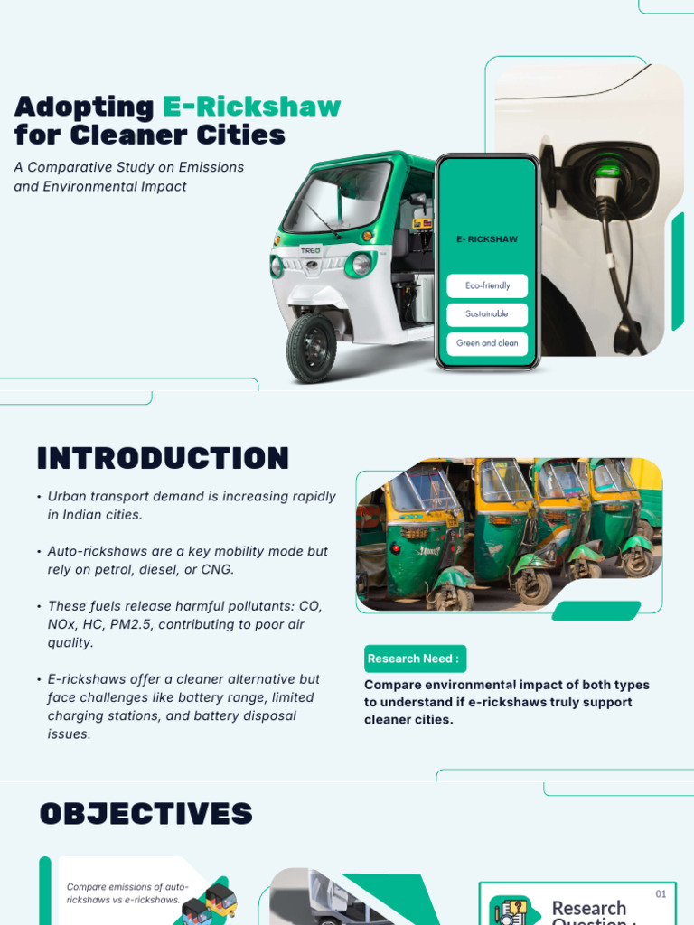 E-Rickshaw Presentation | PDF | Electric Vehicle | Life Cycle Assessment