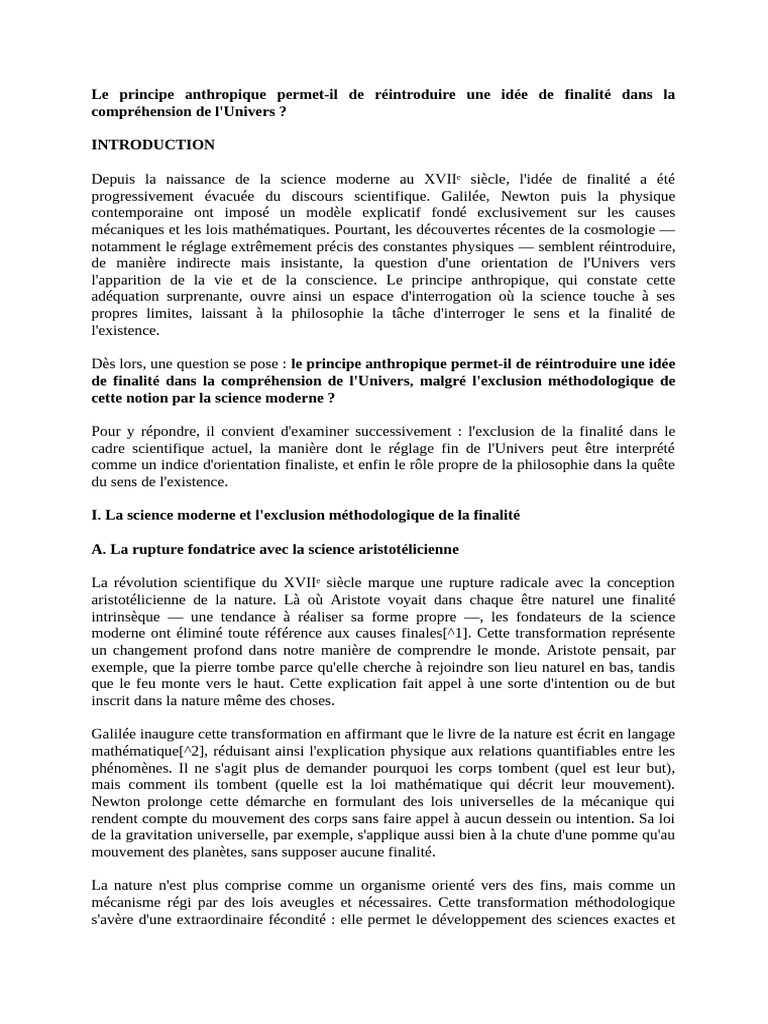 Le principe anthropique et la finalité de l'Univers | PDF | Science ...
